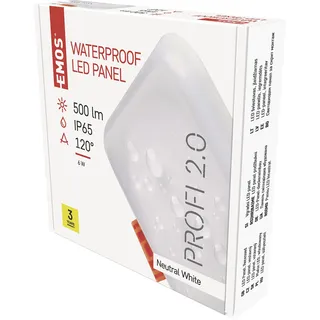 EMOS LED Panel Einbauleuchte 6W, extra-flacher 500 lm quadratischer Einbaustrahler, Neutralweiß 4000K, IP65 wasserdicht für Feuchträume oder Außen, Farbe weiß, 7,5 x 7,5 cm, rahmenlos