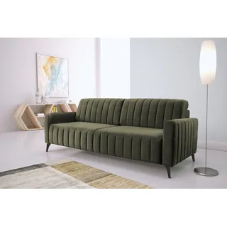 exxpo - sofa fashion Schlafcouch Mikrovelours 3-Sitzer Grün