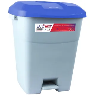 Tayg 434020 – Abfallbehälter mit Pedal, grauer Boden und blauem Deckel, 50 Liter