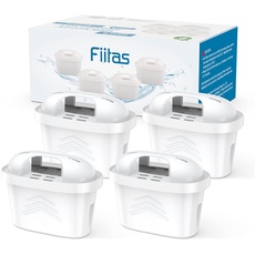 Fiitas Weiße Wasserfilter für Brita Filterkartuschen, passend für Brita Maxtra+ Wasserkannen zur Reduzierung von Kalk, Chlor, Blei, Kupfer und geschmacksbeeinträchtigenden Substanzen (4er Pack)