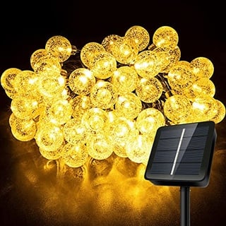 AGOTD Solar Lichterkette Außen, 80LED Lichterkette Aussen 14M 8 Modi Kristall Kugeln Lichterketten IP65 Wasserdicht Outdoor Deko für Garten, Balkon, Terrasse, Hochzeit, Partys (Warmweiß)