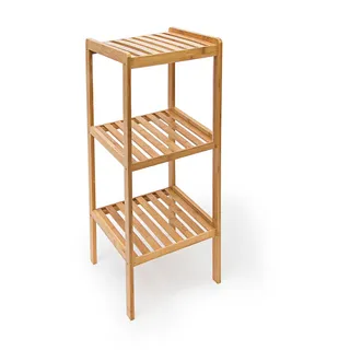 Relaxdays Badregal , Hellbraun , Holz , 33x79x33 cm , Badezimmer, Badezimmerregale, Badregale