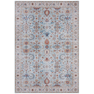 Teppich NORTHRUGS "Vivana" Gr. 6, blau (himmelblau), B:200cm H:5mm L:290cm, Polyester, Teppiche, Teppich, Orientalisch, Läufer, Vintage, Wohnzimmer, Schlafzimmer, Esszimmer
