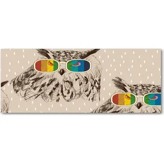 Tulup® Küchenrückwand Spritzschutz aus Glas -125x50 -Spritzschutz auf gehärtetes Glas Deko Tiere Eulen Brille