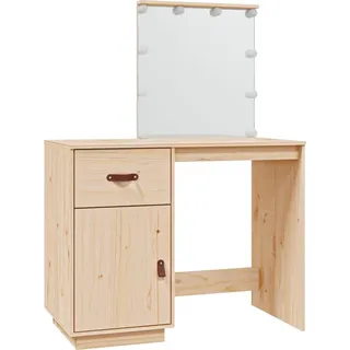 vidaXL Schminktisch mit LED 95x50x133,5 cm Massivholz Kiefer - Braun