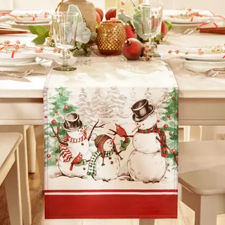 Elrene Home Fashions Snowman Winterland Holiday Snowflake Tischläufer, Bunt, 13"x70" (Table Runner)