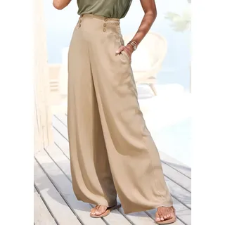 LASCANA LASCANA, Palazzohose mit Taschen, Sommerhose, Wide-Leg, beige