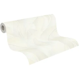 A.S. Création Vibes & Styles Isabelle Golden Canopy Vliestapete – Florale Palmenblätter in Gold, Strukturiert mit Glanz, Florale Tapete, Palmenblätter, 10,05 m x 0,53 m, Weiß/Creme - 790396