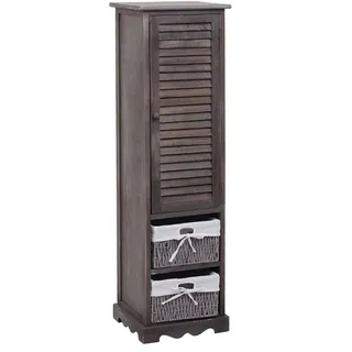 Mendler Badezimmerkommode HWC-H20, Badezimmer Schrank Badschrank Badregal, 120x27x29cm Massiv-Holz shabby grau-braun - Braun