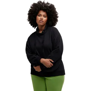 Ulla Popken Damen große Größen Übergrößen Plus Size Sweatshirt, Kängurutasche, Oversized, Stehkragen, Langarm 812466