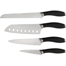 Circulon Sharp Knife Set - 4 Piece Japanese Steel Professional Kitchen Knives Set with Ergonomic Handles, Includes Santoku, Utility, Paring & Bread Knives