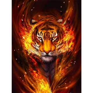 EXQULEG Diamond Painting Set Tiger, DIY 5d Diamant Painting Erwachsene Bilder groß, Tier Diamond Painting Bilder für Wohnzimmer Schlafzimmer Büro Wand Dekoration (30x40cm)