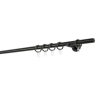 Vorhangstangenset , Schwarz , Metall , 25-teilig , 140 cm , Heimtextilien, Vorhänge, Vorhangstangen, Vorhangstangenset