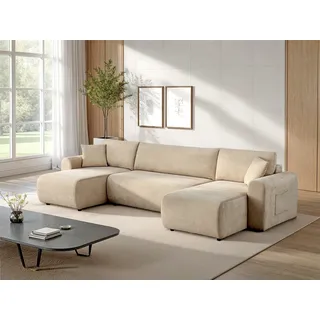 OTTO home »JONAA, 311 cm, U-Form, Schlafsofa, Boxspringfederung, Cord, Struktur« Schlaffunktion 133/270cm, Bettkasten, Taschen, Unser Tiefpreis
