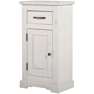Landhaus Badezimmer Unterschrank Massivholz LIRIA-56, Massivholz weiß gebleicht, B x H x T ca. 45 x 85 x 30cm - Weiß