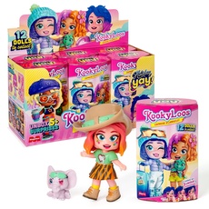 KOOKYLOOS Holiday Yay! - Box mit 6 Sammelpuppen mit Modeaccessoires, Kleidung, Schuhe und Spielzeug, mit 3 lustigen Ausdrücken, Version B