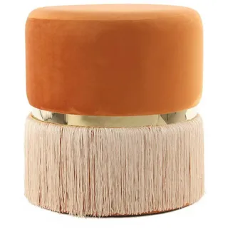 Kayoom Hocker , Orange, Goldfarben, Champagner , Metall, Textil, Holzwerkstoff , rund , 41x44.5x41 cm , Wohnzimmer, Sessel, Hocker & Hockerbänke, Sitzhocker