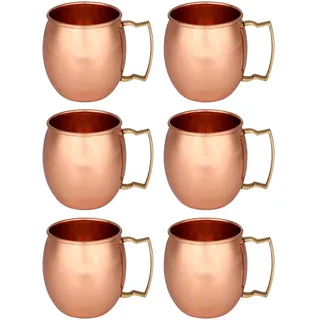 Zap Impex ® Kupfer Moscow Mule handgefertigt Reines Kupfer Ebene Moscow Mule Becher Set von 6