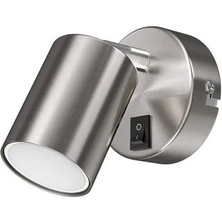 ledscom.de Wandspot WAIKA Schalter chrom matt + LED Lampe warm- weiß 3-Stufen Dimmen 500lm