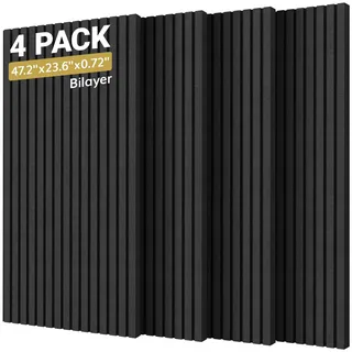 4 Pack Akustikpaneele Selbstklebend, TONOR 120x60x1.8cm große Schalldämmung Akustikplatten, Schallschutz Schallabsorber Lärmschutz Wand Sound Proof Panel für Studio Büro Haus Wanddekoration, Schwarz