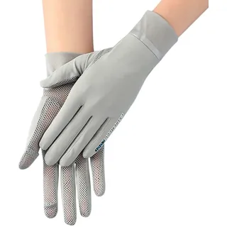 ITODA Fahrradhandschuhe UV Schutz Handschuhe Sommer Kühlung Touchscreenhandschuhe Unisex Eisseide Laufhandschuhe Reflektierend Dünn Sommerhandschuhe Mesh Sporthandschuhe Laufen Radfahren Grau