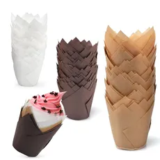 OOTDAY Hitzebeständige Tulpen-Cupcake-Liner, klassische Pergamentpapier-Cupcake-Liner, Standardgröße, Muffin-Liner-Halter, geeignet für Cupcake, 200 Stück