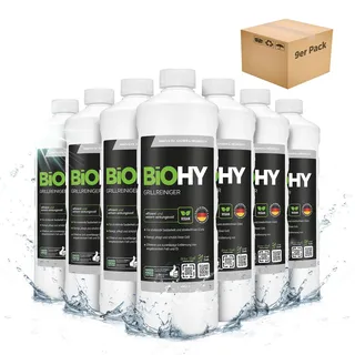 BiOHY Grillreiniger + Dosierer, Backofenreiniger, Fettlöser, Grillrost Reiniger, 9 x 1 l