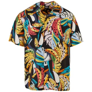 URBAN CLASSICS Viscose AOP Resort Shirt, lässiges Hemd für Männer, mit floralem Print, toucans, L