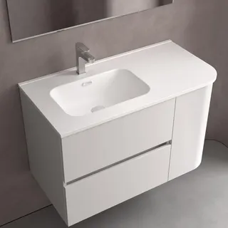 Salgar Waschbecken CONSTANZA 900D para coqueta curva, ohne Siphon oder Clicker-Ablauf MATT-WEISS 910 x 20 x 460 mm