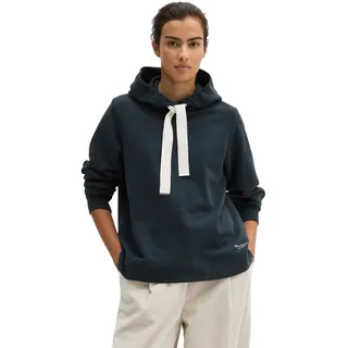 Hoodie MARC O'POLO, Damen, Gr. M, blau (martime blau), angeraute Sweatware, Obermaterial: 100% Baumwolle, relaxed fit normal, Bündchen, Sweatshirts Hoodie, relaxed mit gepeachter Oberfläche