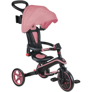 GLOBBER Explorer Trike Foldable 4in1 – Dreirad, Laufrad, 10/8,5 Zoll, faltbar, höhenverstellbar, rosa – Rosa
