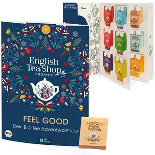 ETS - Tee Adventskalender Feel Good | Wellness & Wohlfühl Weihnachtskalender | 24 versch. Bio Tees & weitere Überraschungen