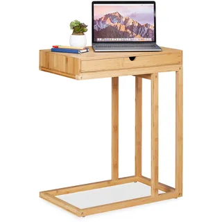 Relaxdays Beistelltisch Braun Bambus 68 x 55 x 55 cm