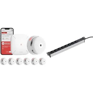 X-Sense XS01-M ProConnected Rauchmelder mit SBS50 Basisstation & as - Schwabe 8-Fach Steckdosenleiste 19“ Rack