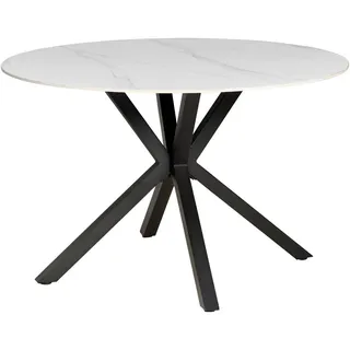 Mid.you Esstisch , Weiß , Metall, Keramik , rund , Rundrohr , 118x76x118 cm , Esszimmer, Esstische, Esstische Keramik