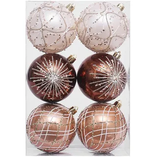 Harilla 6 Stück Weihnachtskugeln, Anhänger, Heimdekoration, bruchsicher, Weihnachtsdekor, Kugeln für Feiertage, Festliche Verlobungen, Champagner Braun