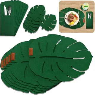 Famanu Platzsets 18-teilig Monstera Design - Grün