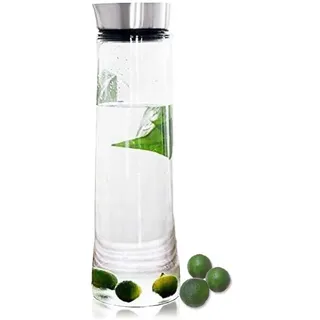 1PCS 1.5L Wasser Krug Glas-Karaffe Borosilikatglas Wasserkaraffe Kaltes Eistee Wasserkanne mit Deckel aus Edelstahl für Wasser, Milch, Saft, Limonade und kohlensäurehaltige Getränke geeignet