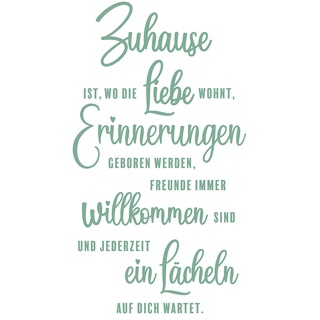 Wandtattoo Sprüche und Zitate Wanddeko Wandsticker Aufkleber selbstklebend für Wohnzimmer Büro Schlafzimmer Esszimmer Flur YX024 (Türkisgrün, Zuhause ist)