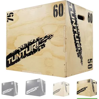 Tunturi Plyo Box, Plyoboxen in 50 x 60 x 75 cm, Sprungbox aus Holz - Schwarz, Braun