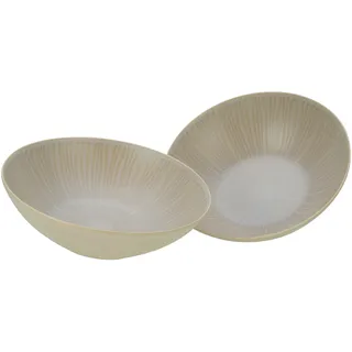 Creatable, 33046, Serie Vesuvio Sand, 2-teiliges Geschirrset, Salatschüssel Set aus Steinzeug