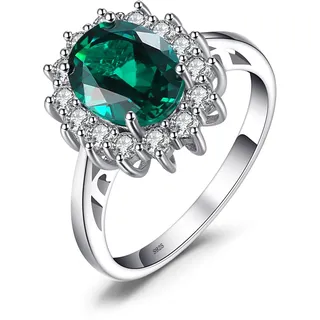JewelryPalace Prinzessin Diana Kate Middleton Edelstein Smaragd Ringe, Verlobungsring Eheringe Promise Verlobung Ring Silber 925 Damen, Silberringe Damenring Antragsring Ringe, Damen Schmuck 62