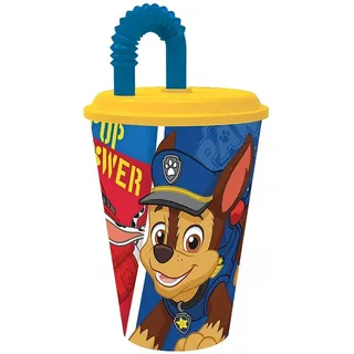 WIEDERVERWENDBARER KINDERBECHER MIT STROHHALM AUS BPA-FREIEM KUNSTSTOFF 430 ML | PAW PATROL PUP POWER, Bunt