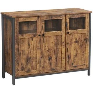 Mid.you Sideboard , Schwarz, Dunkelbraun , Holzwerkstoff , 6 Fächer , 100x75x35 cm , stehend , Kleinmöbel, Kommoden, Sideboards