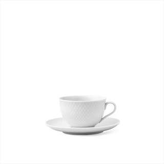 Lyngby Porcelæn Teetasse mit Untertasse 24 cl Rhombe aus Porzellan, Weiss