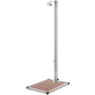 vidaXL Gartendusche mit Brauner Bodenplatte 220 cm Edelstahl - Braun