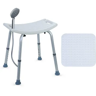 CCLIFE Duschhocker für Senioren Höhenverstellbar 40-54 cm weiß