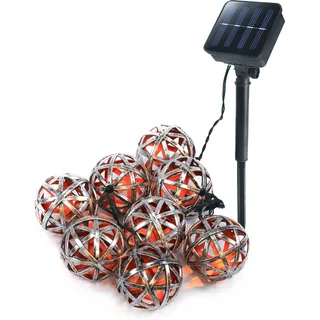 esotec Solar Kugel-Lichterkette Valerie - silber / kupfer winterfest 103016 - Silber, Gold