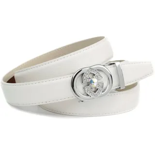 Anthoni Crown Ledergürtel in weiß, mit aufwendiger Schmuck-Schließe,