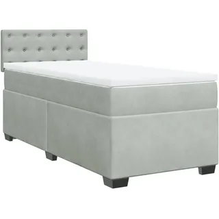 vidaXL Boxspringbett mit Matratze Hellgrau 90x200 cm Samt - Grau